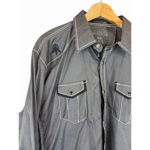 Roar Signature Edition Men's Black Pinstripe Western Pearl Snap Size XXL Stretch